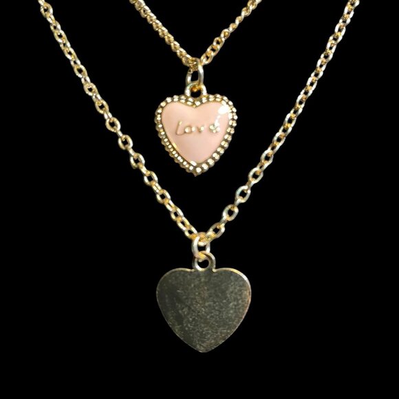 Isaac Mizrahi Gold Layered Heart Pendant Necklace/Earring Set Love Charm Dainty - Picture 7 of 10